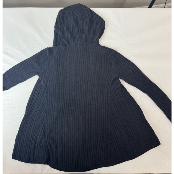 Barefoot Dreams CozyChic Ultra Lite Open Cardigan Hooded Ribbed Cozy Black XS - Picture 2 of 9